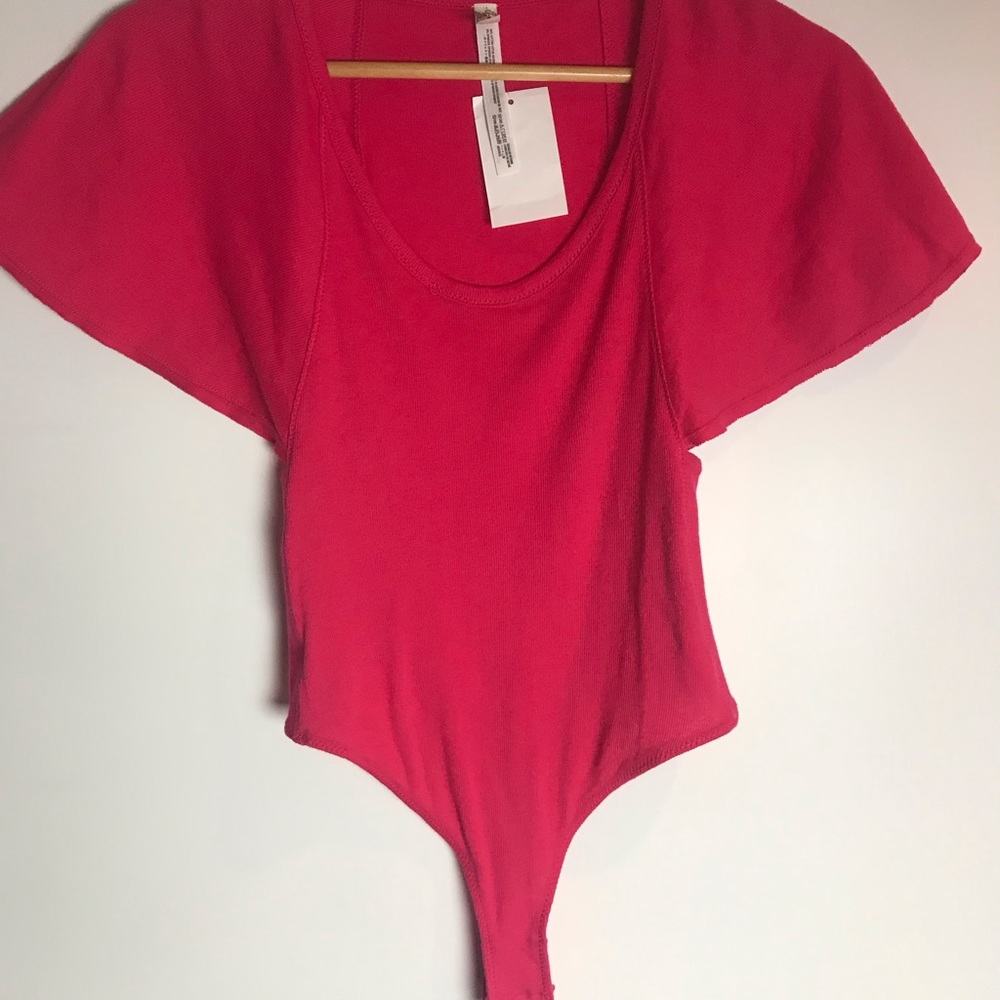 FREE PEOPL Pink Scoop Neck Short Sleeve Body Suit - Picture 5 of 6